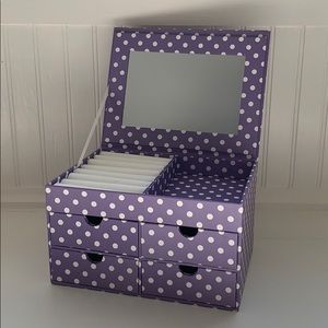 Purple and white polka dot jewelry box